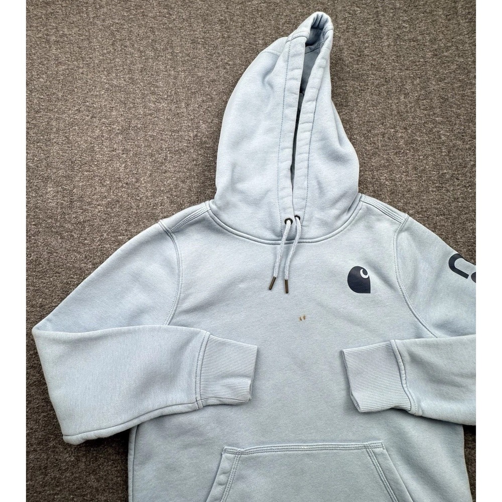 Carhartt Hoodie Sweatshirt Women's Sz Medium 8-10 Relaxed Fit Pullover Blue - Picture 1 of 15